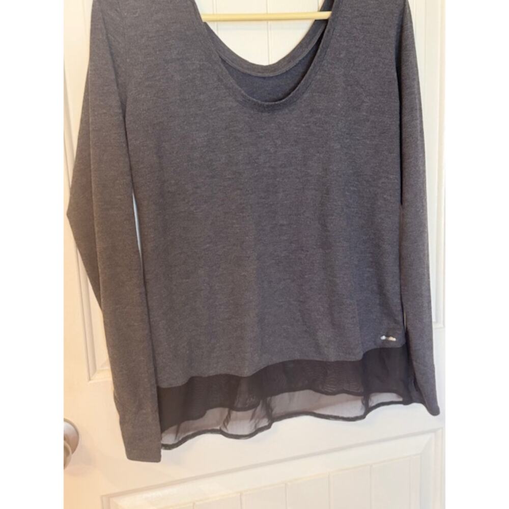 Adidas Climalite shirt gray heathered mesh scoop back long sleeves S - Picture 6 of 7